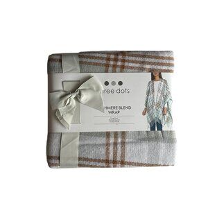 Three Dots Cashmere Blend Wrap With Fringe Detail In Grey Louisa Plaid  One Size